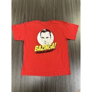 The Big Bang Theory Men's XL Red Bazinga Sheldon Cooper Graphic T-Shirt